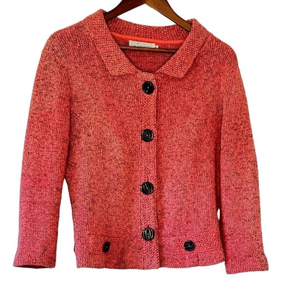 Willow Sweater Jacket Pink Heather Vintage Chunky Cardigan Cotton Oversized  Med - Picture 1 of 8